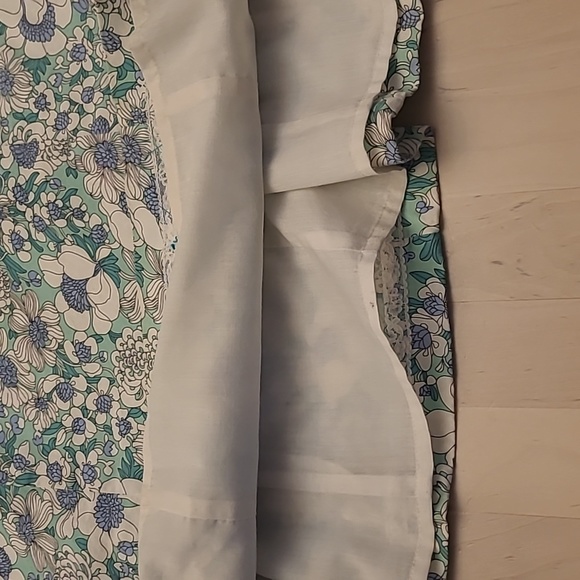 LIKE NEW Tibi Blue, Green, and White Floral Print Mod Spagetti Strapped Dress - Picture 5 of 16